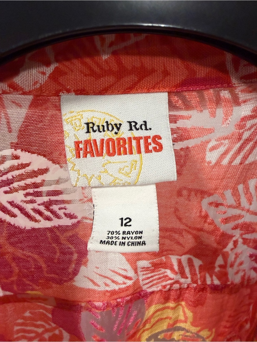 Ruby Rd. Coral-Pink Printed Button-Front Blouse Jacket - Picture 8 of 9